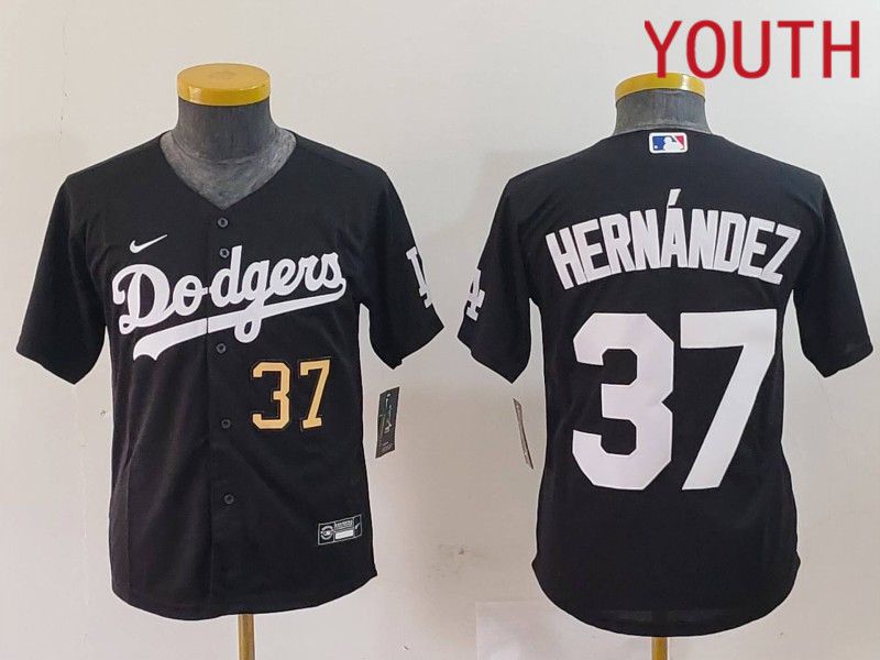 Youth Los Angeles Dodgers #37 Hernandez Black Nike Game 2024 MLB Jersey style 7241->women mlb jersey->Women Jersey